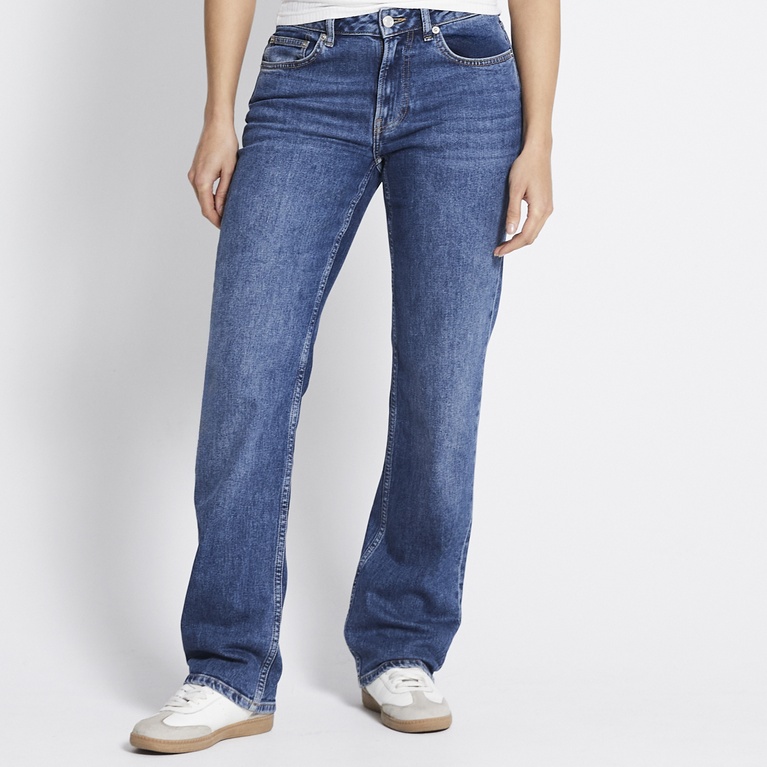Mid waist straight jeans "Mid West" Mid wash